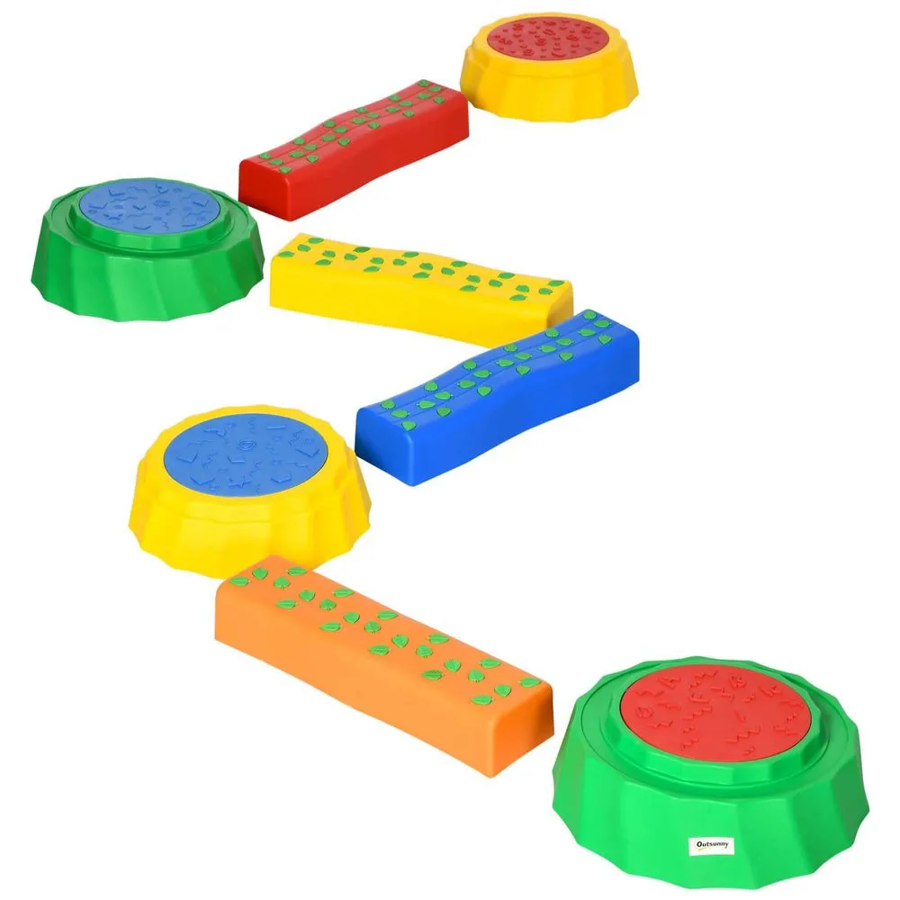 Outsunny Eight-Piece Kids Stepping Stones Non-Slip Surface & Bottom for Kids