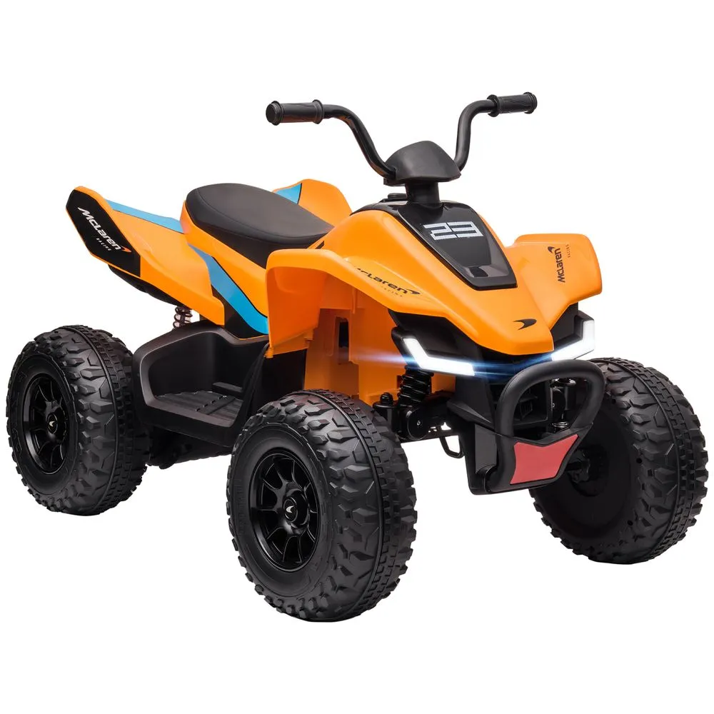 McLaren MCL 35 Liveries Licensed 12V Quad Bike with Suspension Wheels Orange