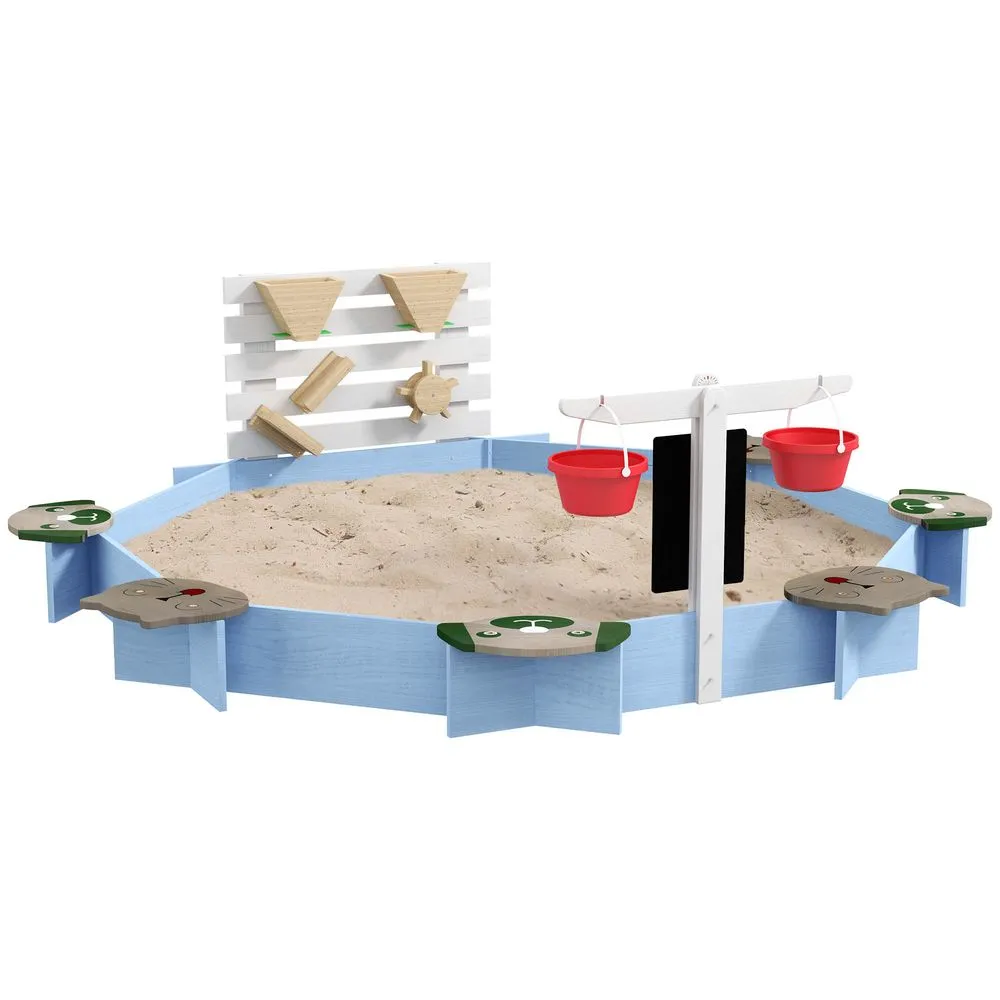 Outsunny Kids Sandbox Outdoor Playset for Ages 3-7 Years Blue