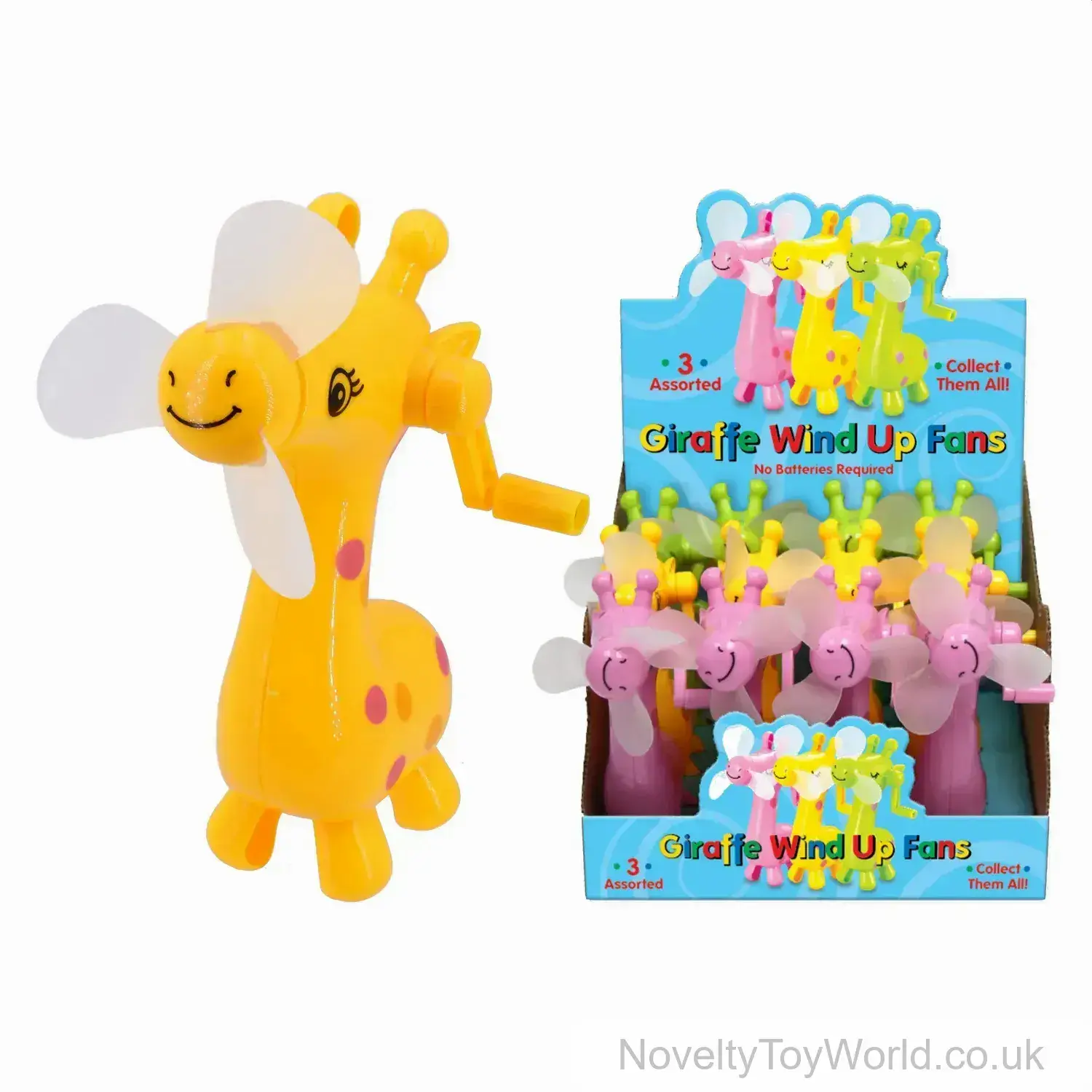 Wind Up Giraffe Hand Fan - 3 Assorted