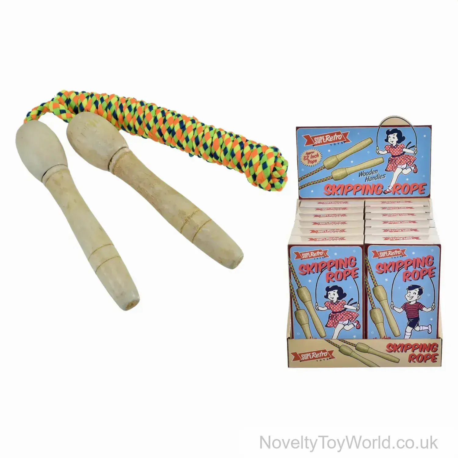 Wooden Handle Skipping Rope in Colour Box (7ft)