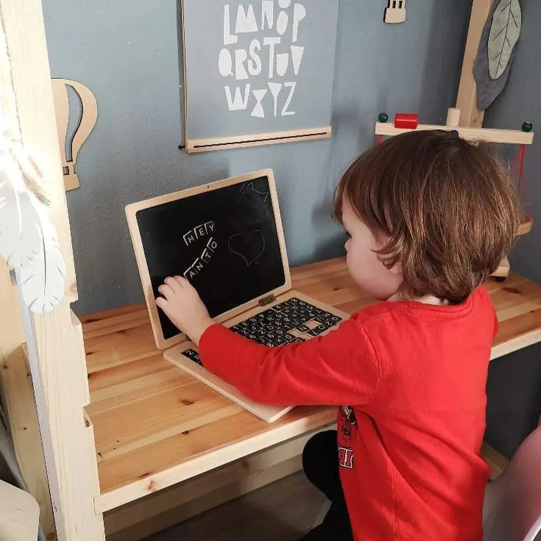 Wooden Laptop with Magnet Board