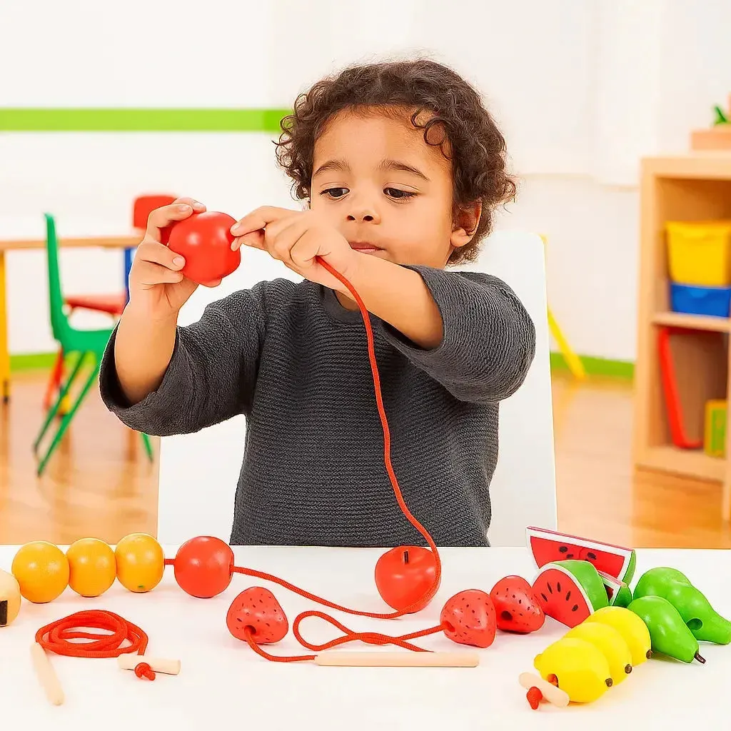 Wooden Threading Fruits 24 Pack