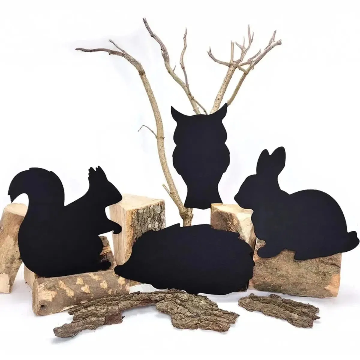 Woodland Animals Chalkboards Set of 4 (Owl, Rabbit, Hedgehog, Squirrel)