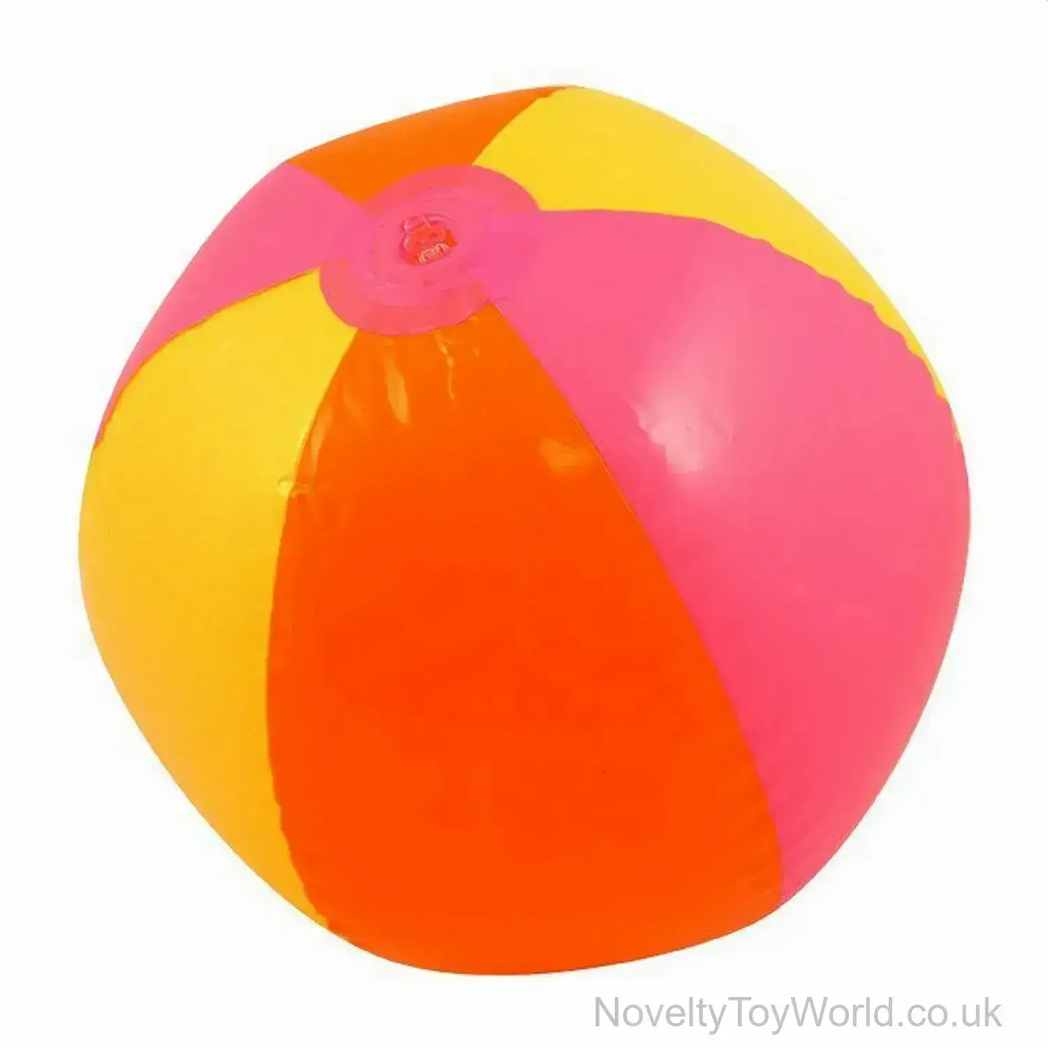 Yellow, Pink, Orange Inflatable Beach Ball 35cm (deflated) - 25cm (inflated)